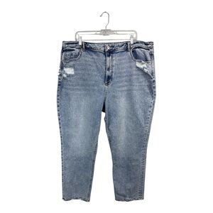 American Eagle Women's Size 22 Mom Jeans Distressed Acid Wash Stretchy Blue Y2K